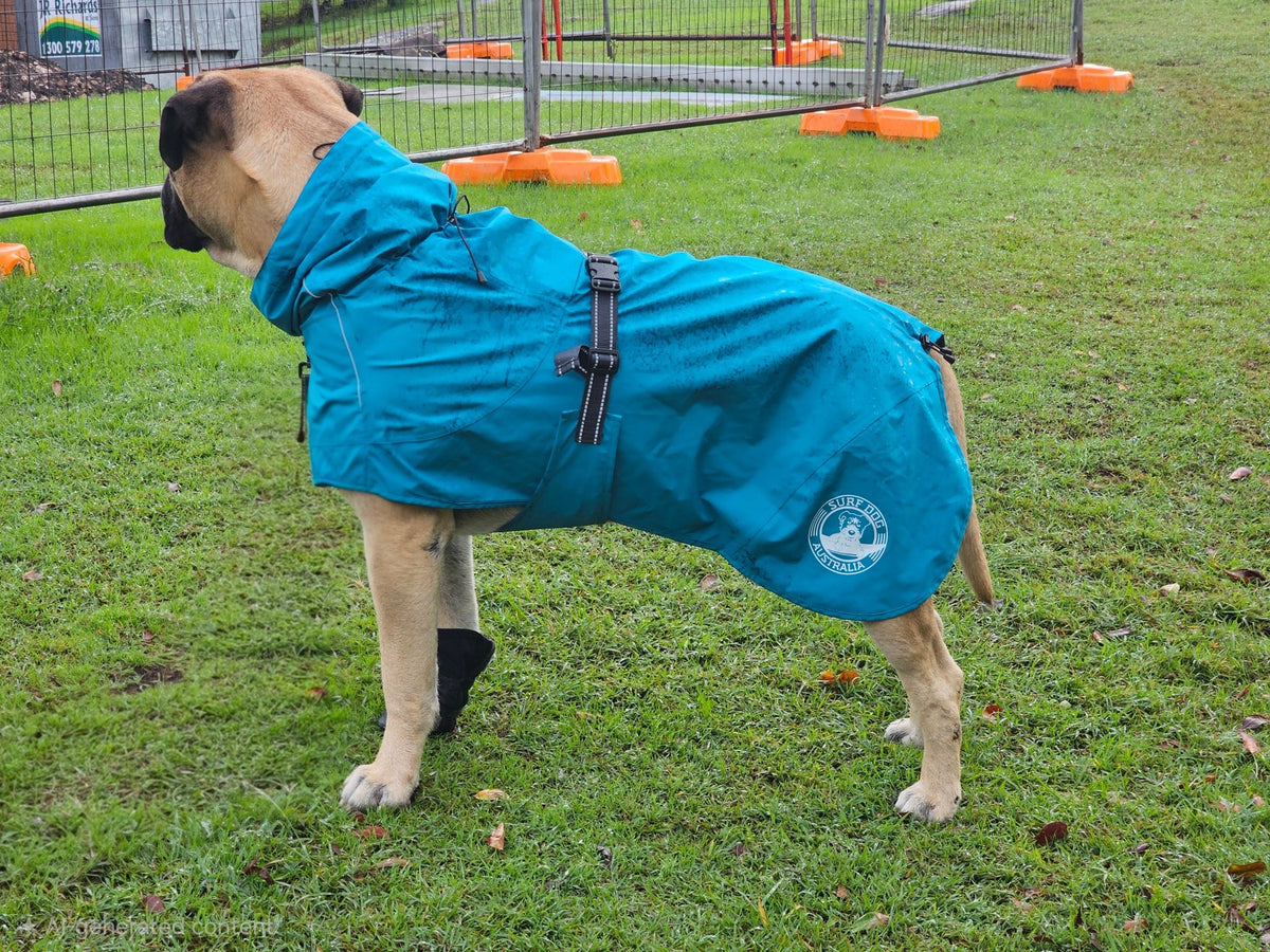 Premium lightweight dog raincoat for Australian conditions. Surfdog Australia