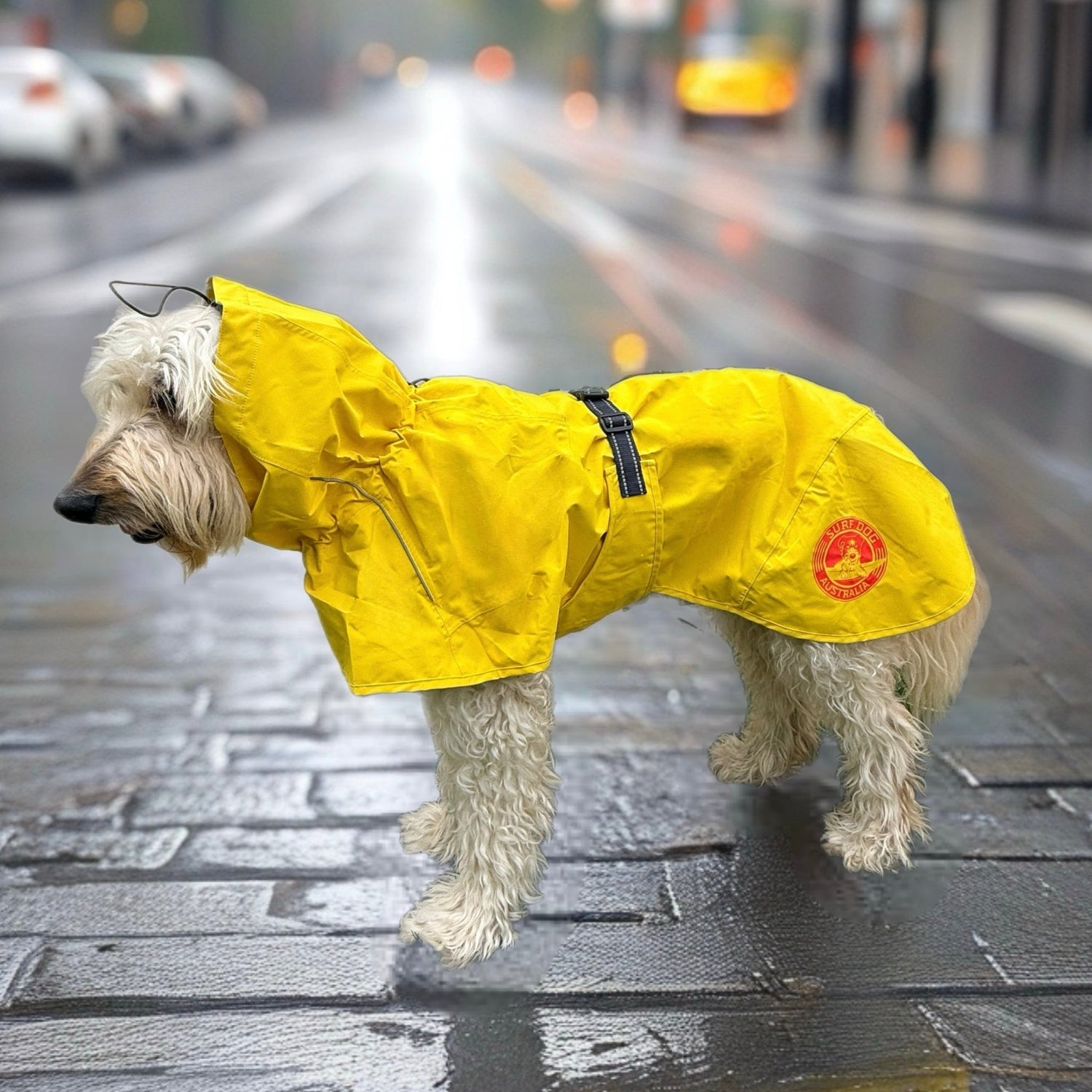 Premium lightweight waterproof dog raincoat. Adjustable fit, perfect for Australian conditions. Surfdog Australia