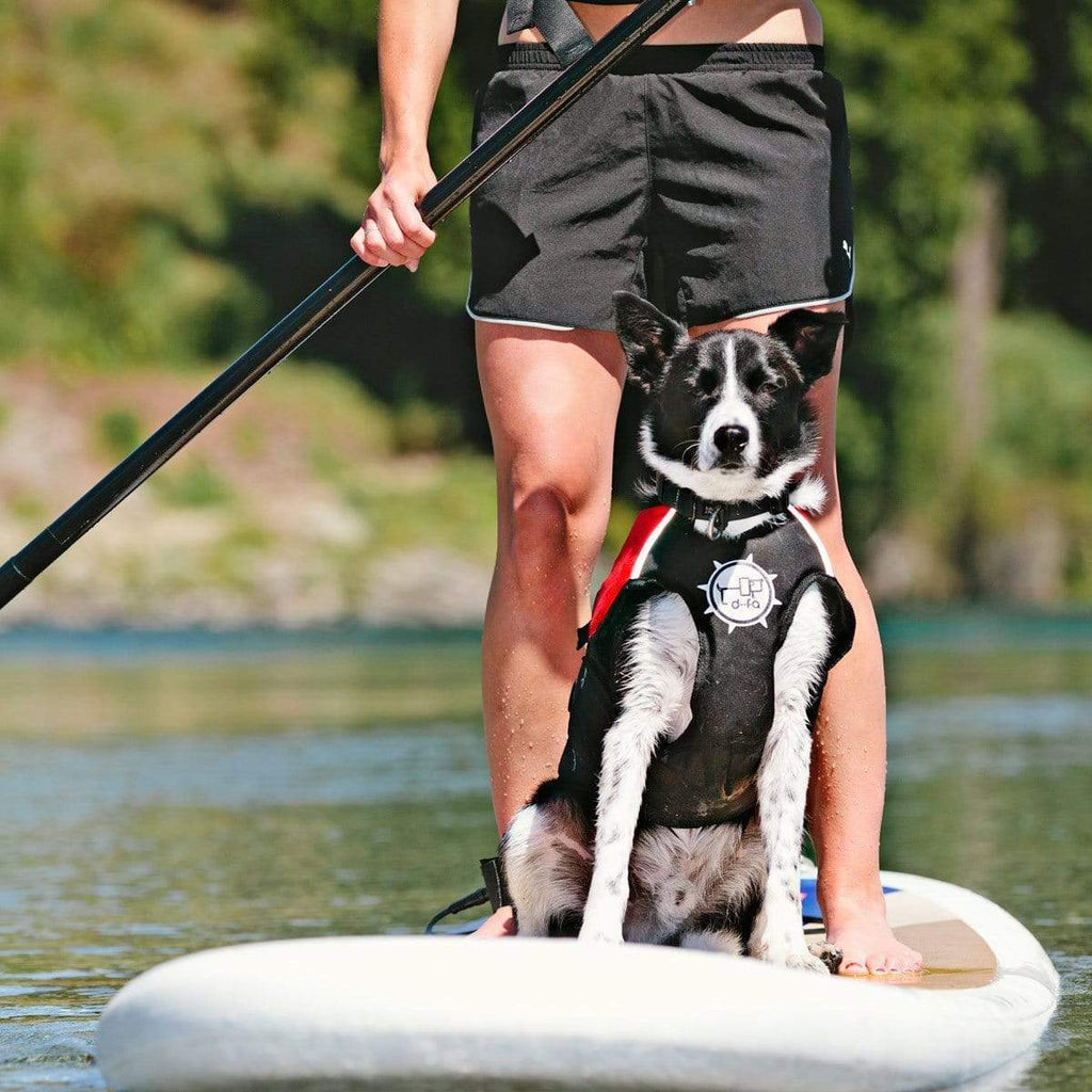 This Dog Lifejacket made originally by D'Fa in New Zealand and now Stunt Puppy in USA. Designed by experts in buoyancy and canine anatomy. A dog lifejacket that uses an enclosed harness design to wrap your dog in a balanced, comfortable and secure flotation so you can retrieve them from the water safely and easily. The only dog lifejacket with full chest support.